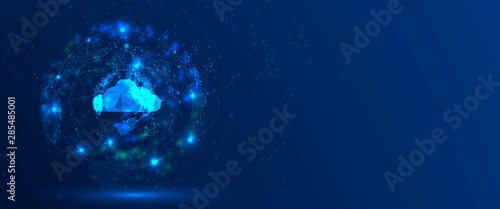 Cloud technology. Integrated digital web concept background