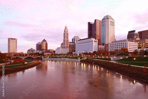 Columbus, Ohio city center before sunrise