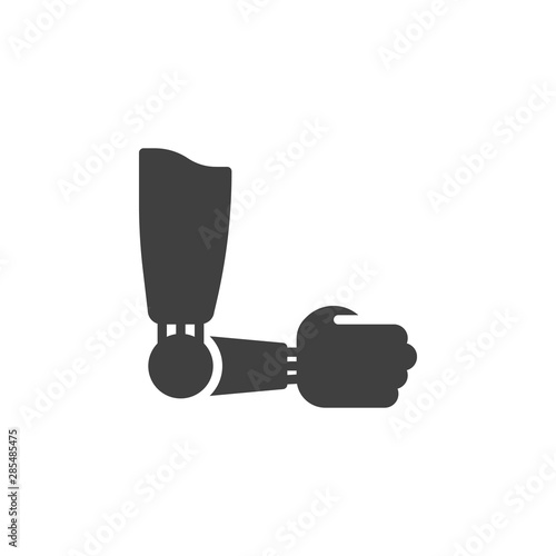 Artificial prosthesis hand vector icon. filled flat sign for mobile concept and web design. Prosthesis arm glyph icon. Symbol, logo illustration. Vector graphics