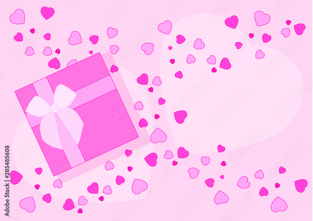 heart design and gifl box design on pink background illustration Vector