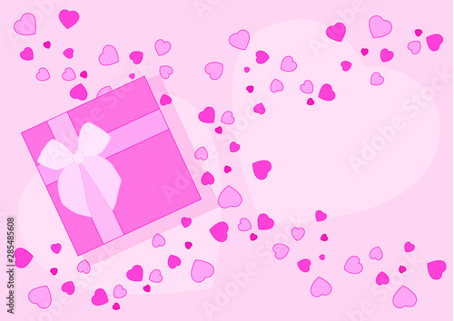 heart design and gifl box design on pink background illustration Vector © nantana