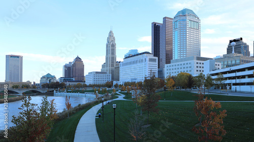 Columbus  Ohio city center on a beautiful morning