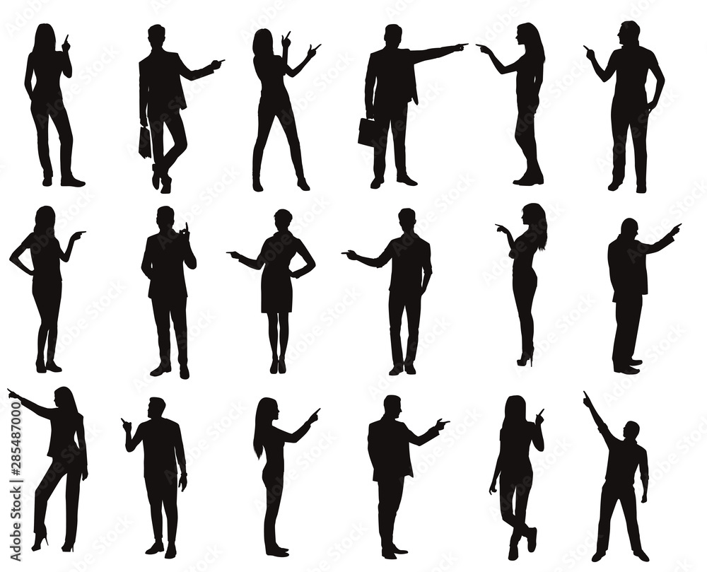 Obraz premium People Pointing Silhouette