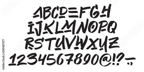 Hand drawn typeface on white background. Painted vector characters: lowercase and uppercase. Typography graffiti alphabet for your designs: logo, typeface, card, poster