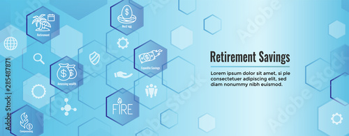Retirement Savings Icon Set and Web Header Banner