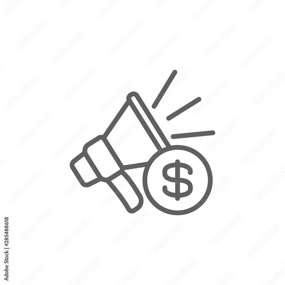 Social Media Ads Icon with advertising imagery, including social engagement Social Media Ads Icon with advertising imagery, including social engagement