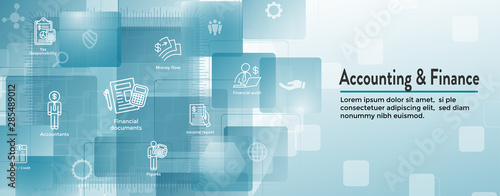 Accountant or Accounting Icon Set & Web Header Banner