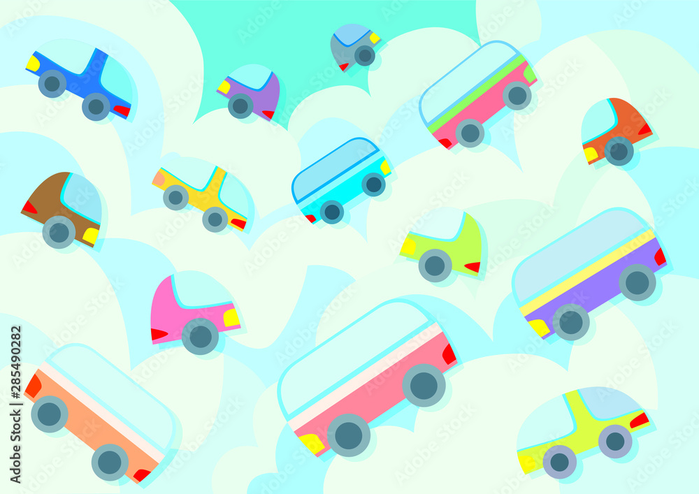 Obraz premium car running on the clouds sky background 