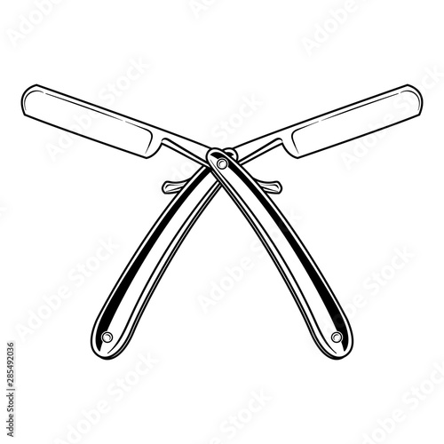 two crossed Straight razor on a white background vector illustration