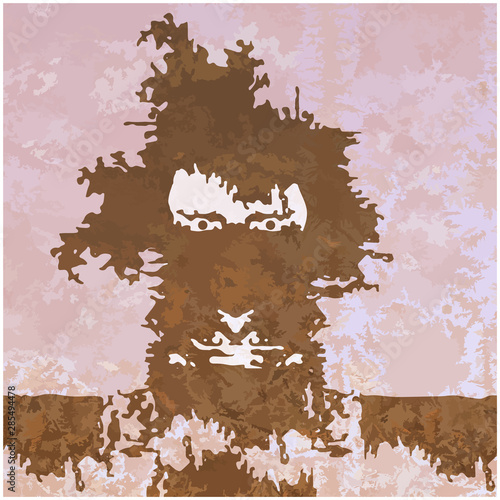 Portrait of an unknown. Abstract vector drawing of a man without a face, disheveled hair.