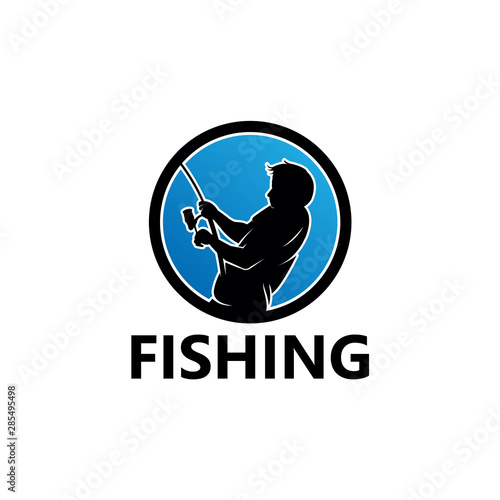 Fishing Logo Template Design Vector, Emblem, Design Concept, Creative Symbol, Icon