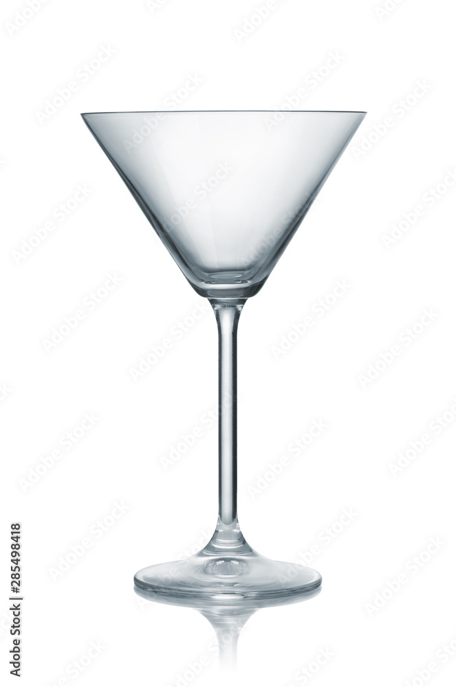 Front view of empty classic martini glass Front view of empty classic martini glass