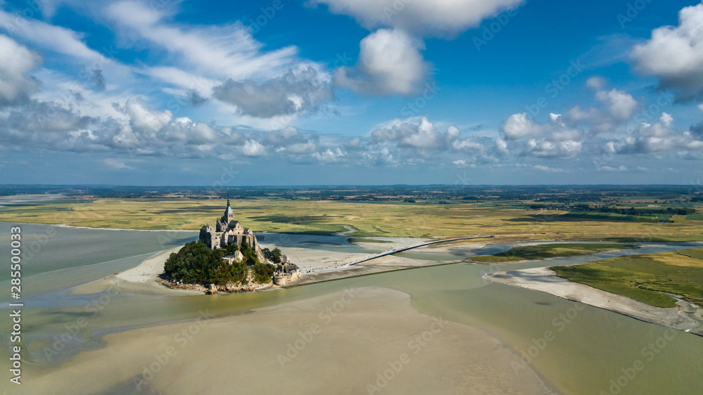 Panoramic drone view of the famous Mont Saint Michel in Normandy France  Stock Photo | Adobe Stock