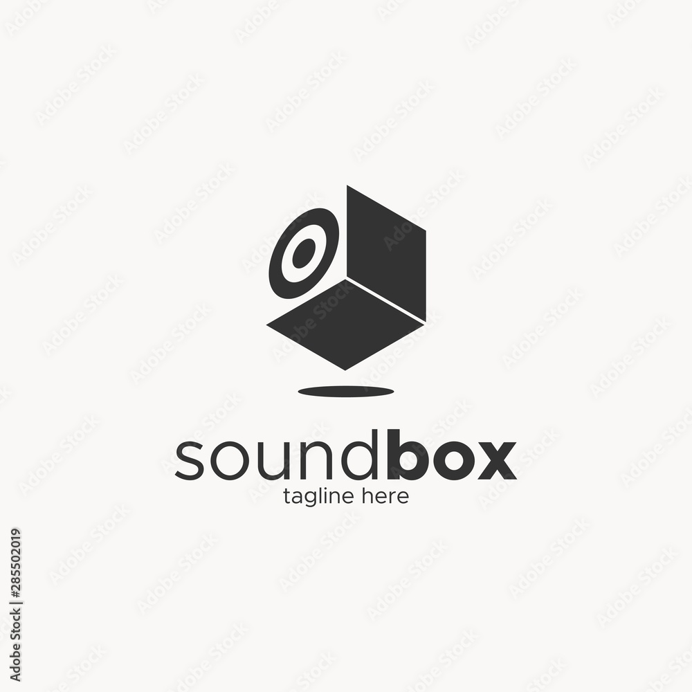 sound box logo design unique negative space Stock Vector Adobe Stock