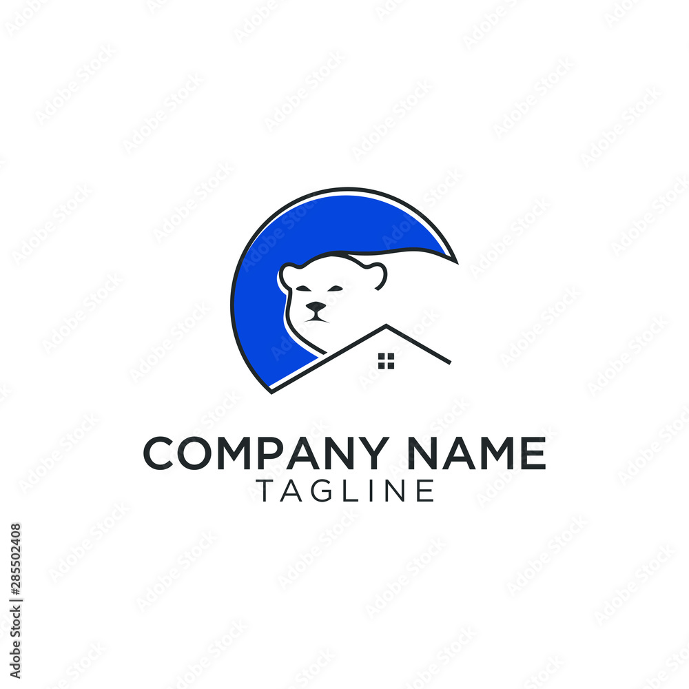 logo design with a bear shape and a house that can be used for symbols logo design with a bear shape and a house that can be used for symbols