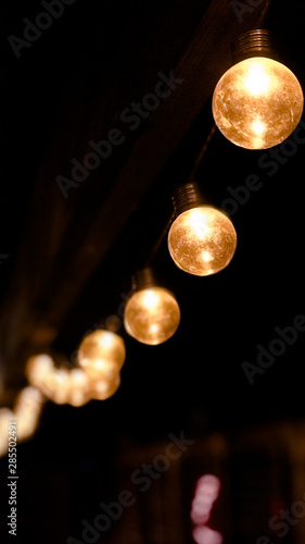 illumination from round decorative bulbs. Interior decor