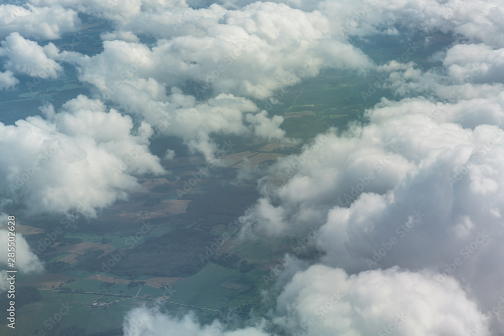 Clouds above land aerial view, Norway