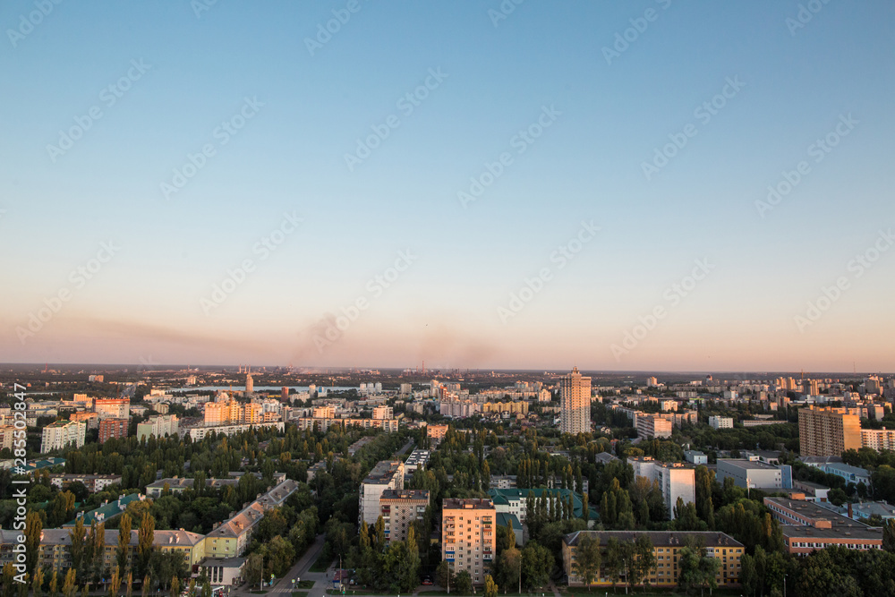 Russia, Aerial view of the city Lipetsk. Panorama from the highest point of the city