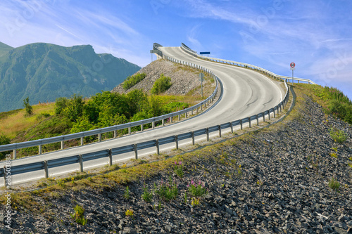 Norway, Atlantic Ocean Road, highway bridge mountain landscape