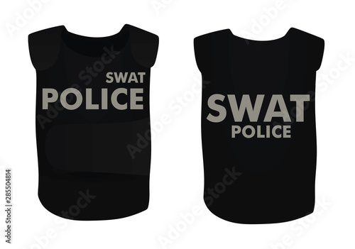 Black police vest. vector illustration