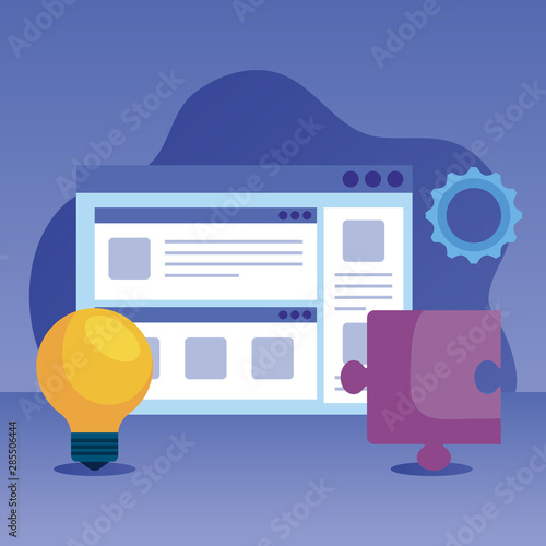 bulb idea with website and puzzle wth gear