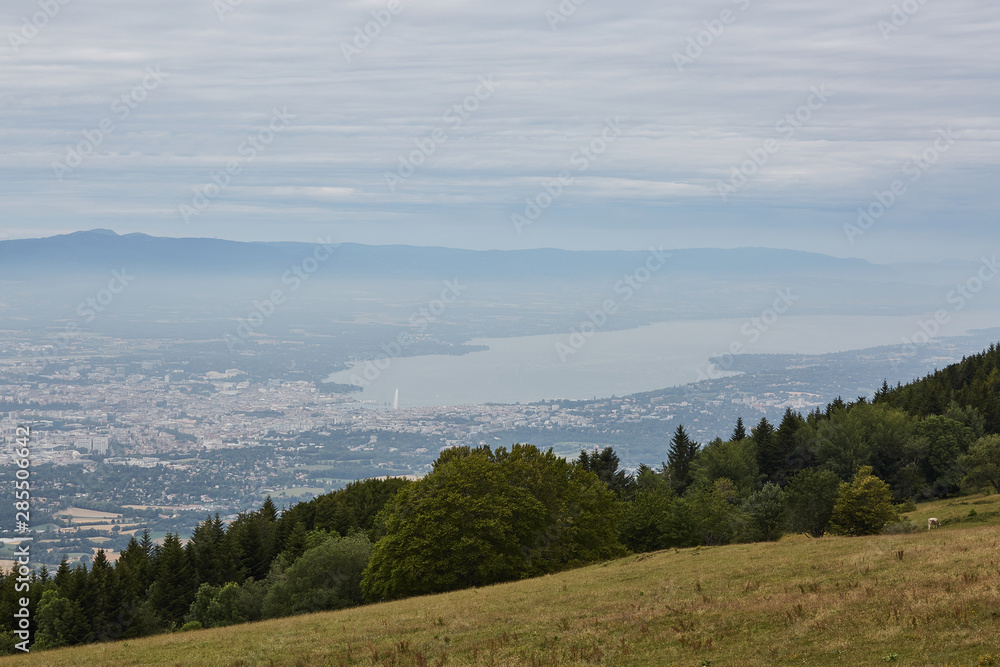 Geneva with lake view from top