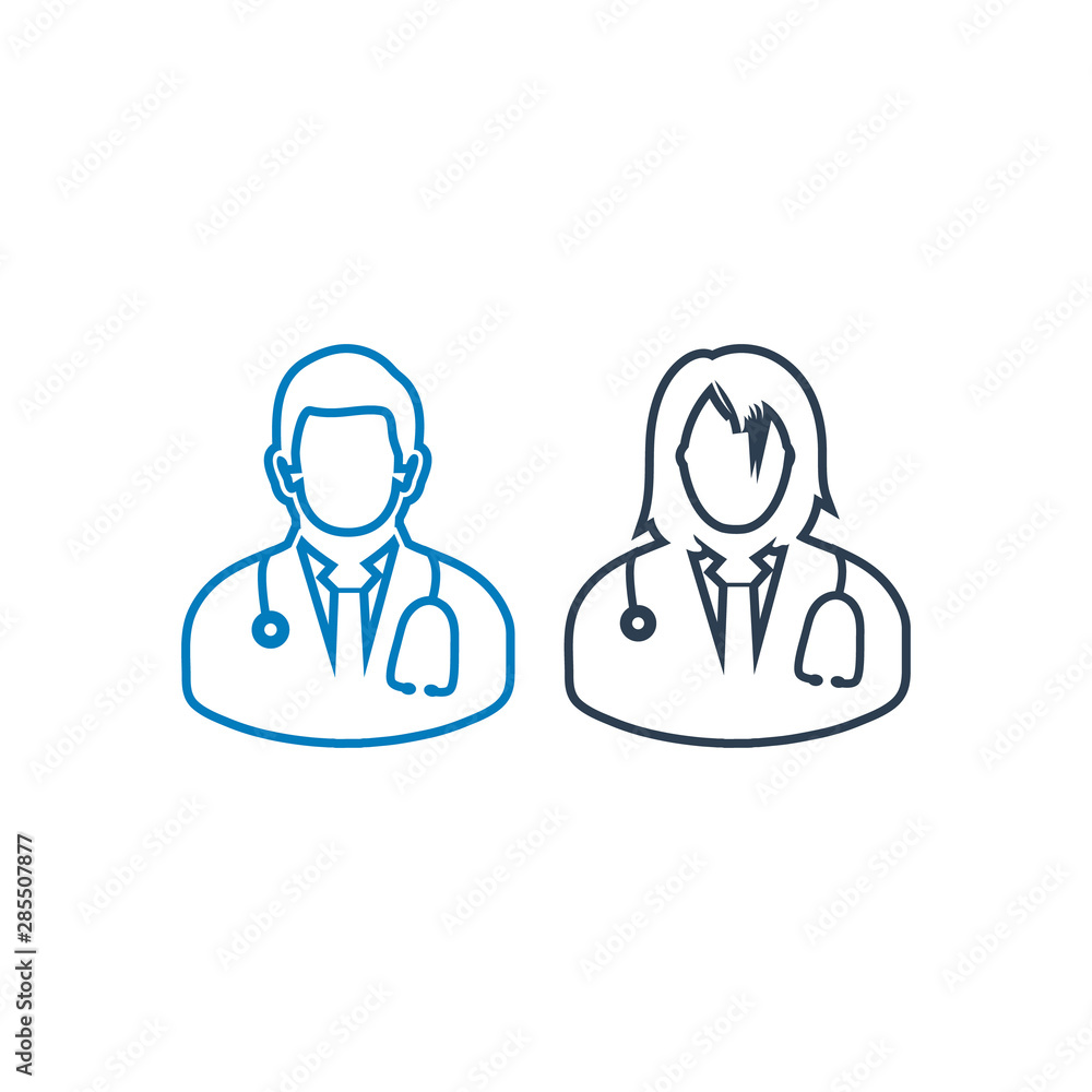 Male and Female doctor line icon. Editable vector EPS. Male and Female doctor line icon. Editable vector EPS.