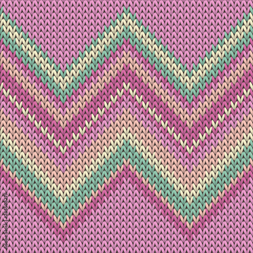 Obraz premium Vintage zig zal lines christmas knit geometric