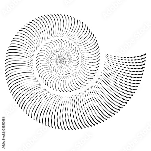 Abstract dotted vector background. Halftone effect. Spiral dotted background or icon