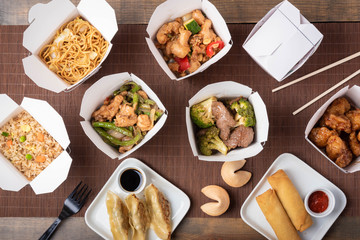 delivery image, american chinese food in boxes