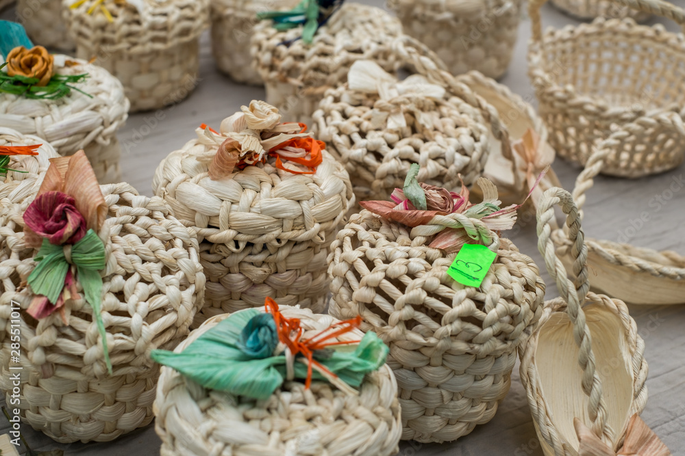 handmade objects made from corn leaves