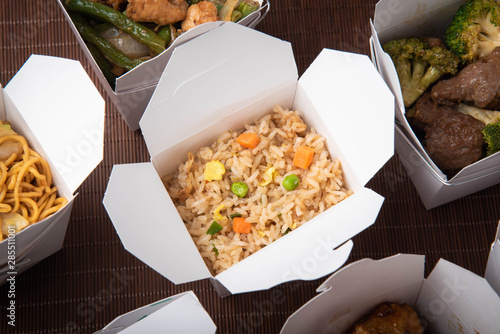 Vászonkép american chinese fried rice in container
