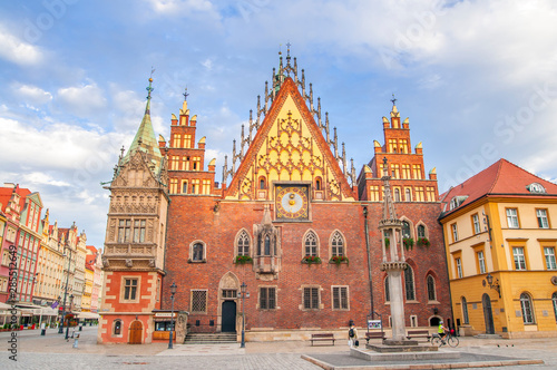 Wroclaw City hall (Town Hall and Market Square) and main square. Poland