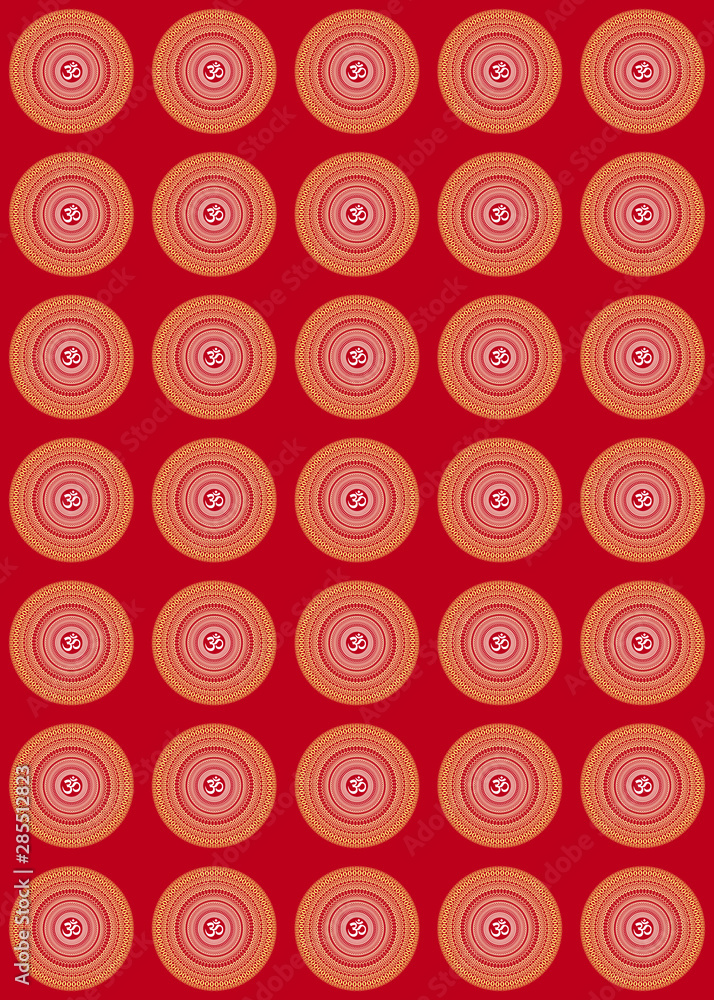 Mystical esoteric substrate from openwork mandalas with the sign Aum / Ohm / Om. Vector graphics. Seamless background. Mystical esoteric substrate from openwork mandalas with the sign Aum / Ohm / Om. Vector graphics. Seamless background.