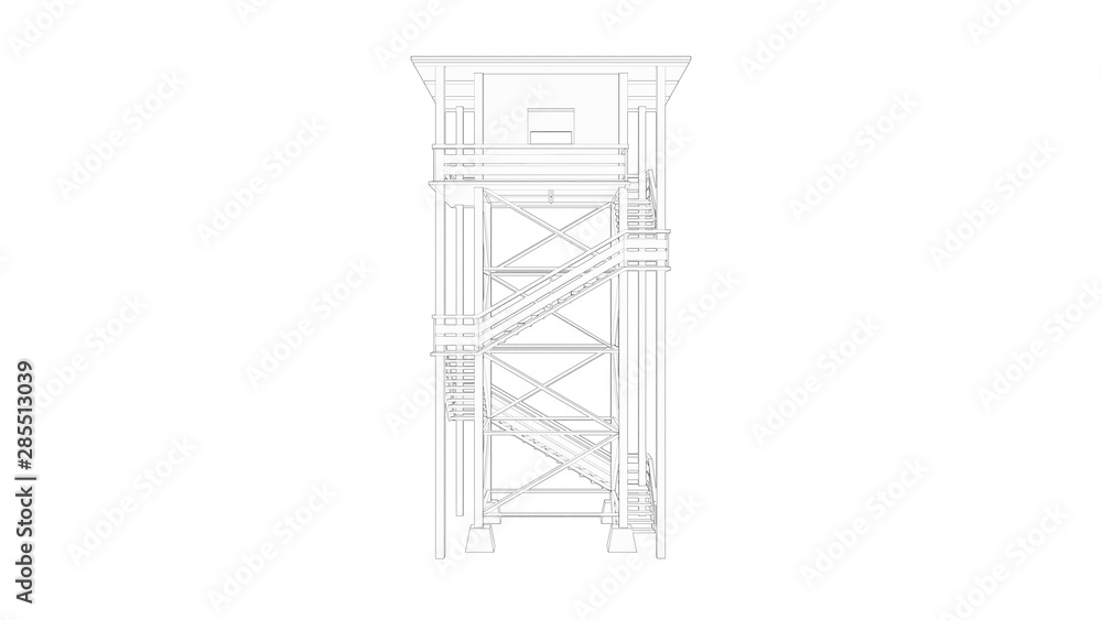 3d rendering of a watch tower isolated in white background 3d rendering of a watch tower isolated in white background