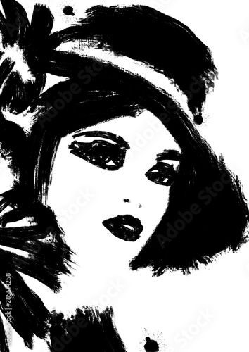 czarno-bialy-portret-eleganckiej-kobiety