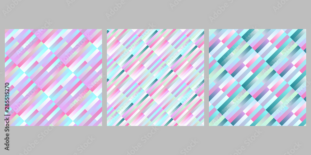 Geometrical stripe pattern background design set - abstract vector illustrations from diagonal rectangles