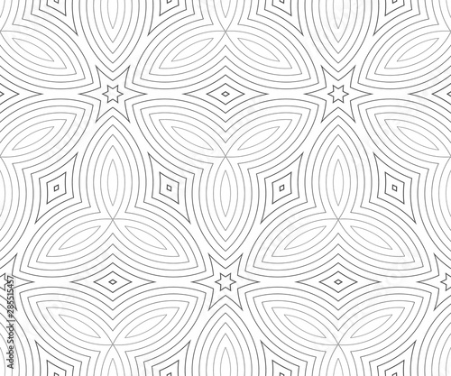 Abstract wavy lines seamless pattern. Periodic oscillation of geometric shapes.