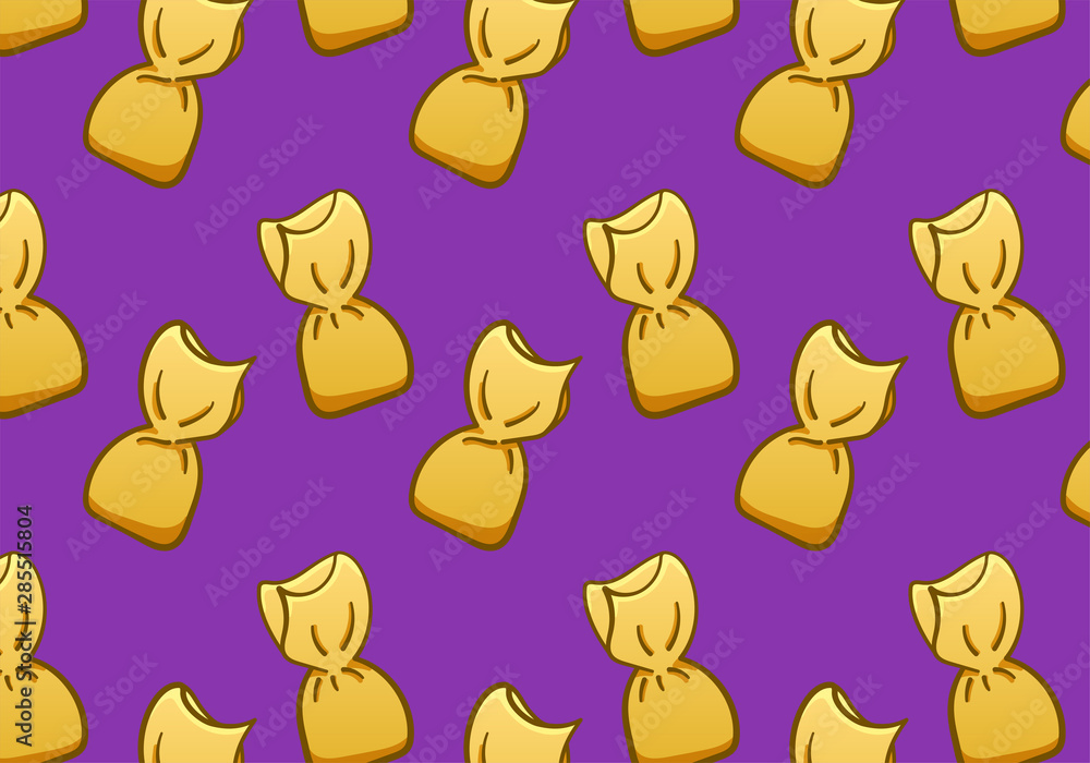 Single pattern of chocolates on purple background