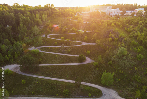 Aerial top vew of winding r...