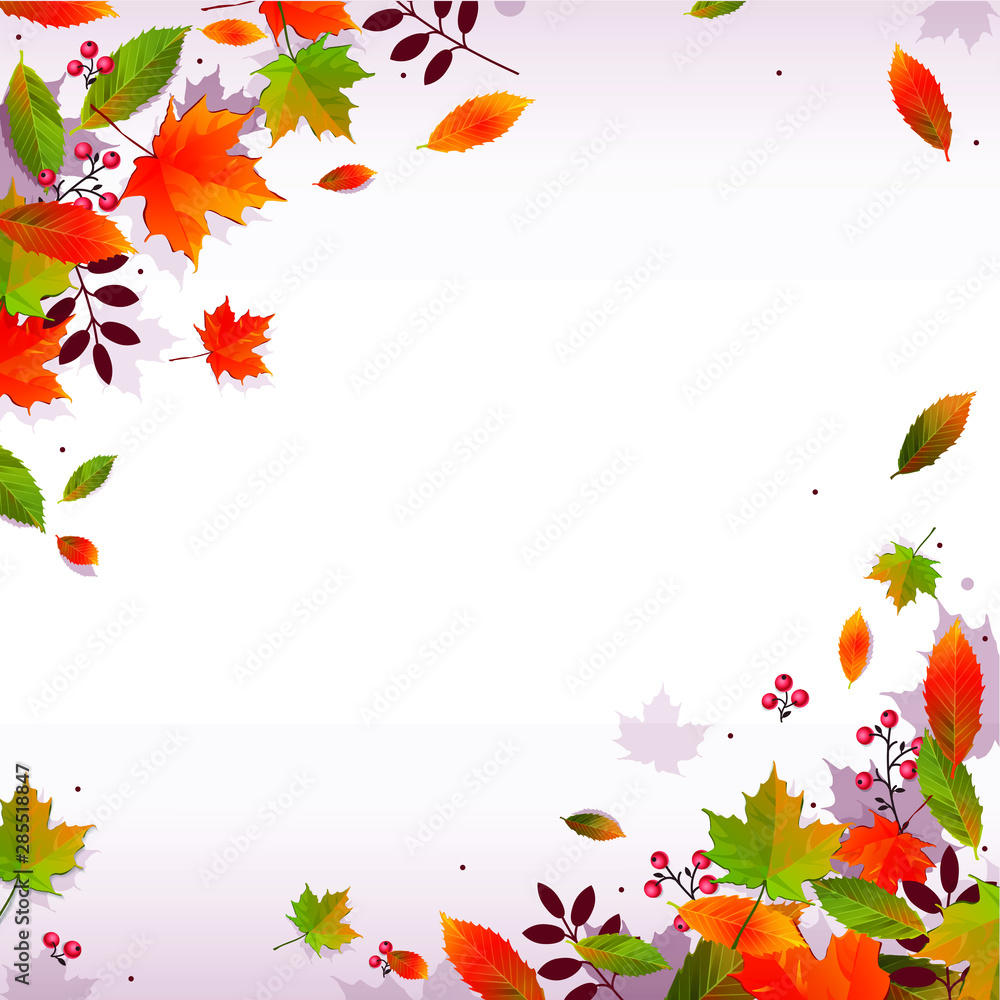 Autumn background with golden maple and oak leaves. Vector paper illustration. Autumn background with golden maple and oak leaves. Vector paper illustration.
