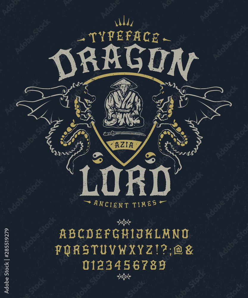 Font Dragon Lord. Craft retro vintage typeface design. Fashion graphic ...