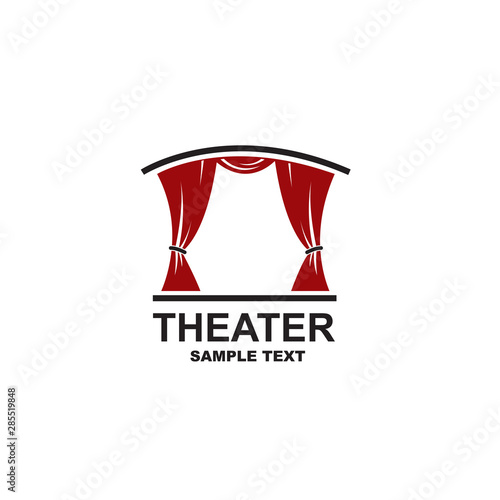 icon of theatrical scene with curtains isolated on white background