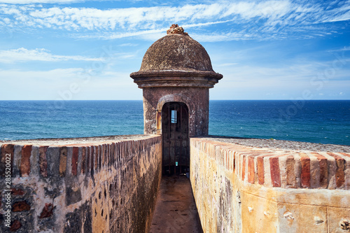 Famous sentry post on the walls of Old San Juan, Puerto Rico