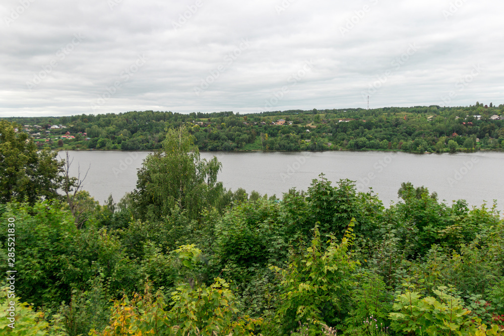 View from the mountain to the green landscape and the river View from the mountain to the green landscape and the river