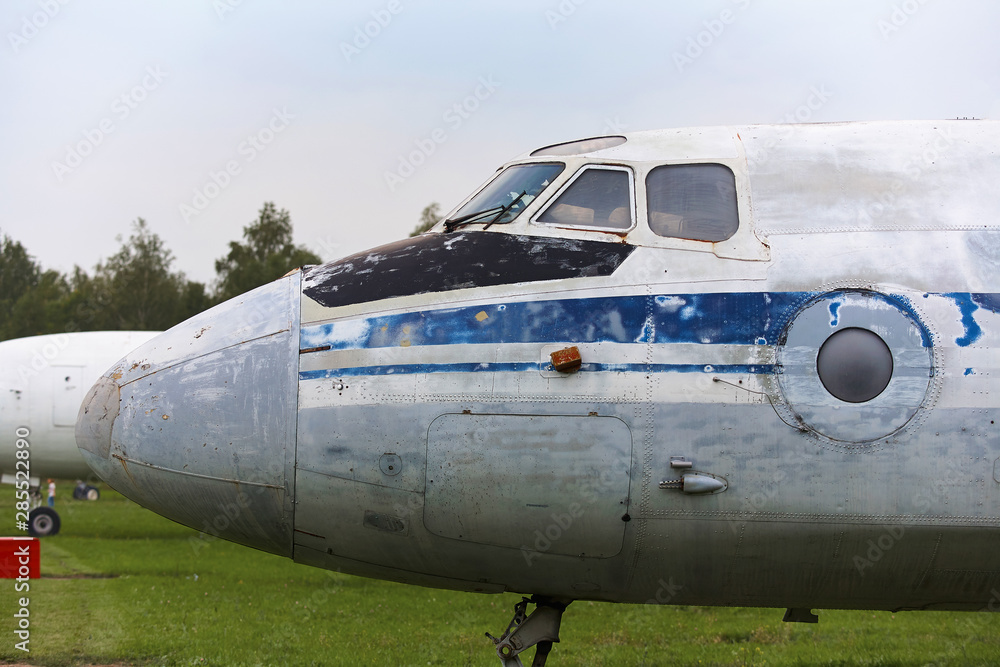 Cabin of an old military aircraft close-up. Cabin of an old military aircraft close-up.