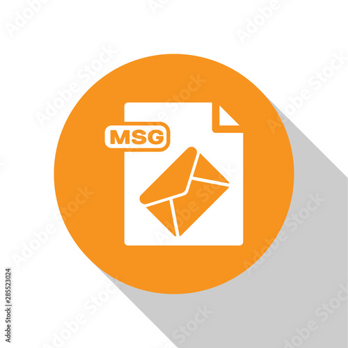 White MSG file document. Download msg button icon isolated on white background. MSG file symbol. Orange circle button. Vector Illustration