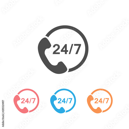 24 7 call center support vector icon set isolated