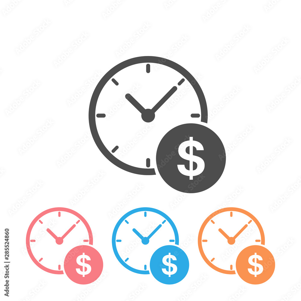 Business and finance management icon in flat style. Time is money vector illustration on white background. Financial strategy business Business and finance management icon in flat style. Time is money vector illustration on white background. Financial strategy business