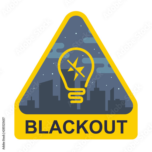 blackout sign. yellow triangle with a light bulb
